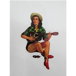 Pegatina PIN-UP con diseño de guitarra de F. MOSCA para VESPA LAMBRETTA MOTO GUZZI MOTOM LODOLA etc. . . .