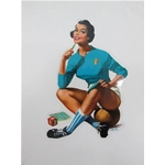 Pegatina PIN-UP con el uniforme de la selección nacional de fútbol italiana. Diseño F. MOSCA para VESPA LAMBRETTA MOTO GUZZI MOTOM LODOLA cc. . . .