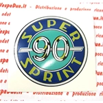 Adesivo scudetto laterale tondo in alluminio per bauletto porta oggetti modello piatto per VESPA 90 SS SUPER SPRINT