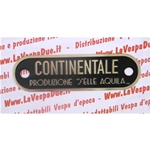 Placa "PRODUCCIÓN CONTINENTAL DE SILLINES AQUILA" para la funda del asiento de la VESPA 98