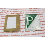 Scudetto emblema mm. 38x48 resinato su base ottone si colore bianco verde per VESPA