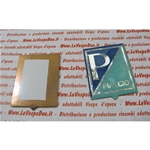Scudetto emblema mm. 38x48 resinato su base ottone di colore blu verde per VESPA
