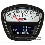 Contachilometri contagiri SIP 50000830 2.0 per LAMBRETTA DL GP LI SX TV quadrante nero/bianco LCD nero 20 funzioni digitale analogico