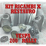 Anpassbarer Restaurierungs-Ersatzteilsatz für Vespa 200 Rally, komplett mit Chromleiste 60008410 + weißen Rallye-Klebeaufklebern