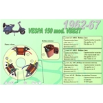 Complete kit with 3 Ceab coils for the restoration and overhaul of the flywheel stator for VESPA 150 VBB2T from 1962 to 1967