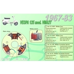 Complete kit with 3 Ceab coils for the overhaul and restoration of the flywheel stator for VESPA 125 VMA2T Primavera from 1967 to 1983