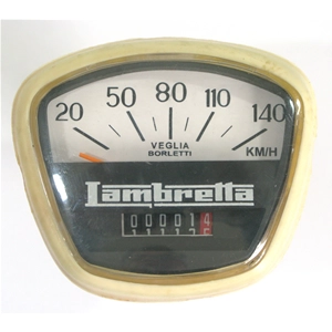 Compteur de vitesse 140 km/h à bordure blanche pour LAMBRETTA 200 DL GP