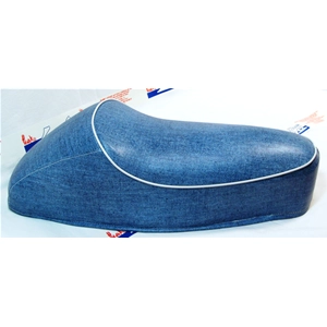 Asiento con joroba en color azul vaquero con ribete blanco para VESPA 50 NLR SPECIAL