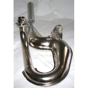 Pot d'échappement chromé SIMONINI en forme de serpent avec silencieux en aluminium pour VESPA PX 125 T5