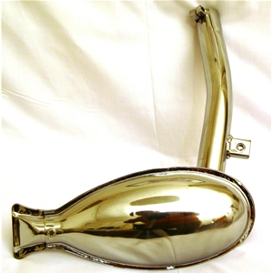Chrome fish muffler for VESPA 125 low headlight year 1950 from frame V13T TO V15T gear rod ro 014412