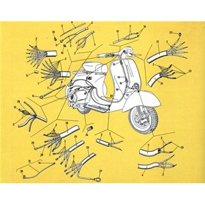 Schéma de câblage du système électrique pour Vespa 125 (V15, V30, V33T, VMT1, VU1T) - Phare de croisement (réf. 018201)