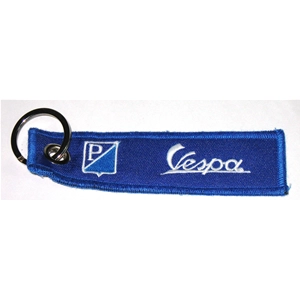 Blue fabric key ring with embroidered band for PIAGGIO VESPA ro 610101M anti-scratch length 13 cm x 2.5 cm
