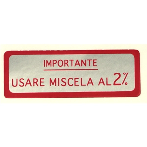2% Rote Mischung Aufkleber für VESPA 125 VNB 150 VBA GL - 58 x 20 mm.