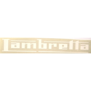 Weißer Aufkleber mit der Aufschrift LAMBRETTA
