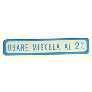 2% Blauer Mischungsaufkleber für VESPA 50 90 125 PRIMAVERA ET3 55 x 10 mm ro 610054M003
