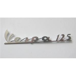 Plaque avant en aluminium avec lettrage pour VESPA 125 NUOVA PRIMAVERA jusqu'en 1974, longueur 140 mm, référence 073488