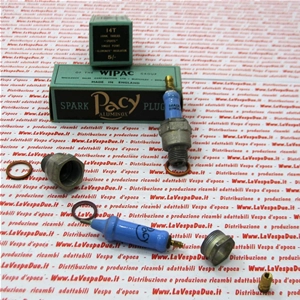 Bougies d'allumage amovibles PACY ALUMINOX SPARK PLUGS 14T équivalentes à NGK B6HS pour VESPA APE 98 125 150 de 1946 à 1952 - ancien stock