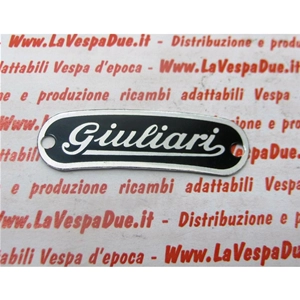 Placa "GIULIARI" para funda de asiento de LAMBRETTA VESPA APE MOTOGUZZI