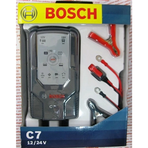 Cargador de baterías BOSCH C7 de 12V/24V para coches, motocicletas, barcos, autocaravanas y mantenedores de baterías.