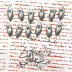 Zamak tip kit complete with screws and rivets for footrest strips VESPA 160 GS VBA1T from 1962, excellent quality Italian product