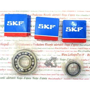KIT COMPLETO DE 6 RODAMIENTOS PARA LA REVISIÓN DEL MOTOR DE LA VESPA PX 125 T5, PARA MODELOS CON ANILLO DE SELLADO DEL EJE DE ENGRANAJE INTERNO