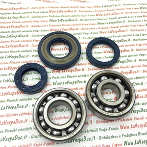 LAGER- und ÖLDICHTUNGSSATZ für die Kurbelwellenüberholung für VESPA 50 N / L / R SPECIAL - 125 ET3 - PK 50 S / SS / XL / XL2 / HP / FL2 / N / RUSH - für Kurbelwelle mit 20 mm Kegel.