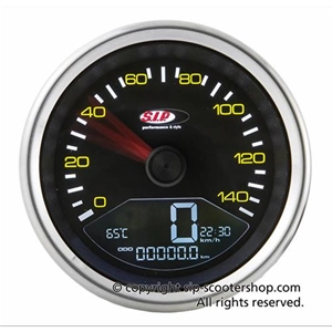 SIP 50000420 2.0 speedometer speedometer for VESPA 80 125 150 200 PX PE P150 SP 200 E black dial yellow numbers stainless steel frame 20 functions digital analog