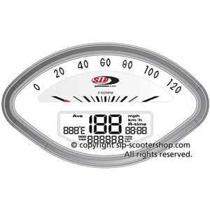 Compteur de vitesse/compte-tours SIP 50000710 2.0 pour Vespa 125 150 160 180 GT VBA VBB GL GS Sprint SS, cadran blanc, chiffres noirs, affichage LCD numérique/analogique blanc