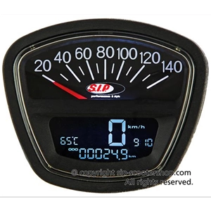 SIP 50000820 2.0 Tachometer Odometer for LAMBRETTA DL GP LI SX TV Black Dial Black LCD 20 Functions Digital Analog