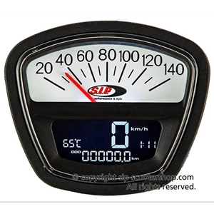 SIP 50000830 2.0 Tachometer Odometer for LAMBRETTA DL GP LI SX TV Black/White Dial Black LCD 20 Functions Digital Analog
