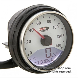 SIP 50001110 2.0 Tachometer für VESPA 50 125 PK S SS AUTOMATICA, weißes Zifferblatt, digitale/analoge Funktionen