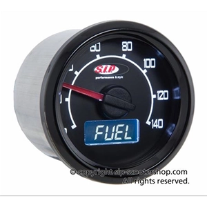 SIP 50001200 2.0 Tachometer und Drehzahlmesser für VESPA 50 90 NLRS, schwarzes Zifferblatt, 19 Funktionen, digital/analog