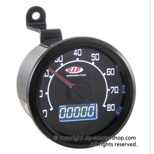 Compteur de vitesse/compte-tours SIP 50001300 2.0 pour Vespa 50/90 NLRS, cadran noir, écran LCD noir, 19 fonctions, affichage numérique/analogique