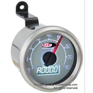 Compteur de vitesse SIP 50001310 2.0 pour Vespa 50 90 NLRS, cadran gris, 19 fonctions, affichage numérique et analogique.