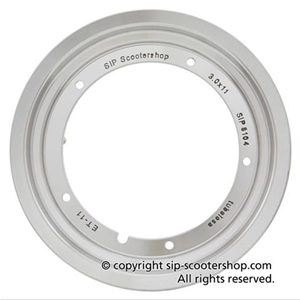 Jante arrière tubeless SIP 83045000, type large, aluminium poli, pour pneus 110/120/130 - 11" pour VESPA 125 150 160 180 200 GT TS GL GS SS PX PE T5 RALLY COSA