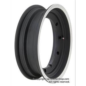 SIP 83048000 Hinterradfelge, schlauchlos, breite Ausführung, aus schwarzem Aluminium mit poliertem Rand für 110/120/130 - 11"-Reifen für VESPA 125 150 160 180 200 GT TS GL GS SS PX PE T5 RALLY COSA