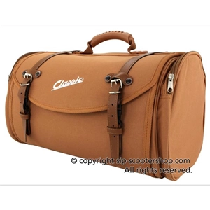 Bolsa superior SIP CLASSIC de nailon marrón para portaequipajes de VESPA LAMBRETTA MOTO GUZZI MOTOM HONDA HARLEY DAVIDSON, completa con correas.