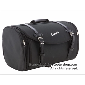 Bolsa superior SIP CLASSIC de nailon negro y marrón para portaequipajes de VESPA LAMBRETTA MOTO GUZZI MOTOM HONDA HARLEY DAVIDSON, completa con correas.