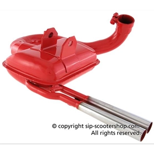 Pot d'échappement rouge SIP 24155000 type Abarth pour VESPA 200 RALLY PE PX P200E LUSSO ARCOBALENO ELESTART `98 MY COSA 200