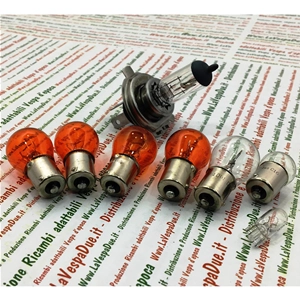 LOT DE 8 AMPOULES DE FEUX AVANT ET ARRIÈRE 12 VOLTS POUR VESPA PX 125 150 200 À PARTIR DE 1997, COMPLET AVEC AMPOULES DE CLIGNOTANTS ORANGES