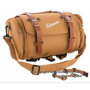 SIP CLASSIC 40010240 braune Nylon-Topcase-Tasche für Gepäckträger für VESPA LAMBRETTA MOTO GUZZI MOTOM HONDA HARLEY DAVIDSON komplett mit Gurten