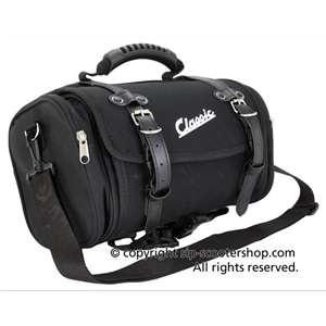 Bolsa superior SIP CLASSIC 40010230 de nailon negro para portaequipajes de VESPA LAMBRETTA MOTO GUZZI MOTOM HONDA HARLEY DAVIDSON, completa con correas.