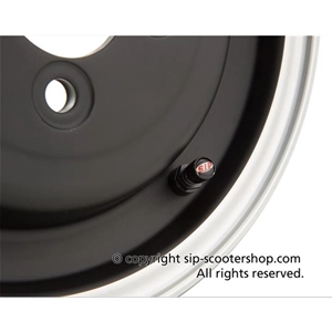 Jante tubeless SIP 83018000 noire à bord poli pour pneus 3.50 - 8 VESPA 125 150 98 V1T A V15T V30T A V33T VU1T VM VNV VNA VNB ACMA VL VB1 VBA VBB