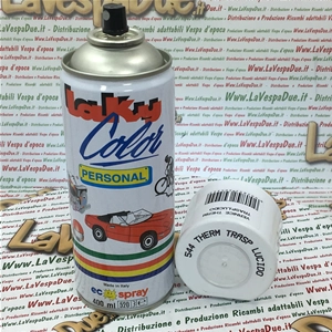 Pintura en aerosol térmica de color TRANSPARENTE BRILLANTE para altas temperaturas, como en silenciadores y cilindros. Lata de 400 ml con válvula autolimpiante.