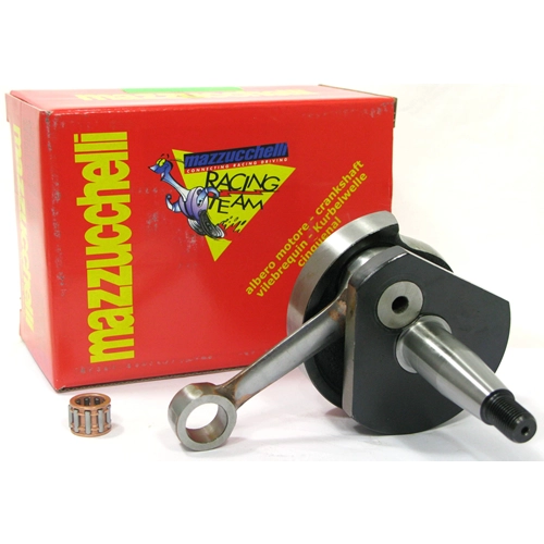 Cigüeñal MAZZUCCHELLI AMT 028 para PK 50 XL HP RUSH FL2 APE TM 50 APE 50 TL6. Carrera de avance: 43 mm. Cono: 20 mm. Distancia entre bielas: 87 mm.