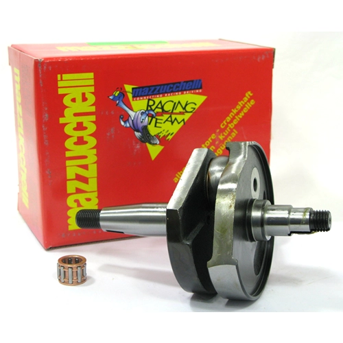 Cigüeñal MAZZUCCHELLI AMT 028 para PK 50 XL HP RUSH FL2 APE TM 50 APE 50 TL6. Carrera de avance: 43 mm. Cono: 20 mm. Distancia entre bielas: 87 mm.