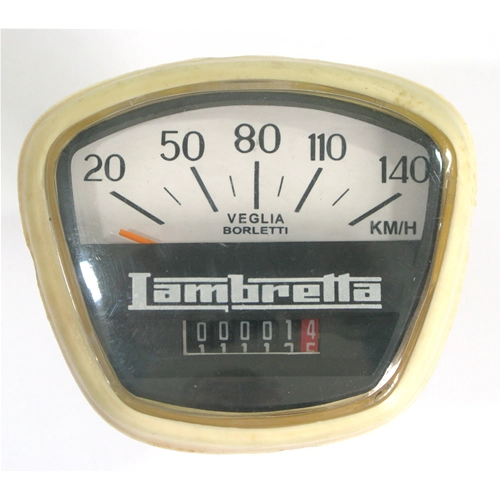 Compteur de vitesse 140 km/h à bordure blanche pour LAMBRETTA 200 DL GP