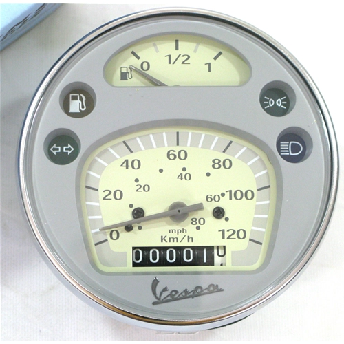 Cuentakilómetros original Piaggio para VESPA PX con freno de disco adaptable ARCOBALENO Grupo de instrumentos ro 583074