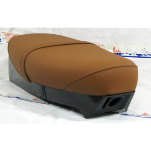 Asiento largo de cuero marrón para VESPA 50 125 HP FL V 50 125 y modelos automáticos.
