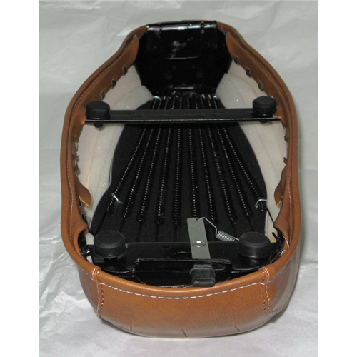 Sillín con joroba de cuero marrón y borde blanco para VESPA 50 90 NLR SPECIAL